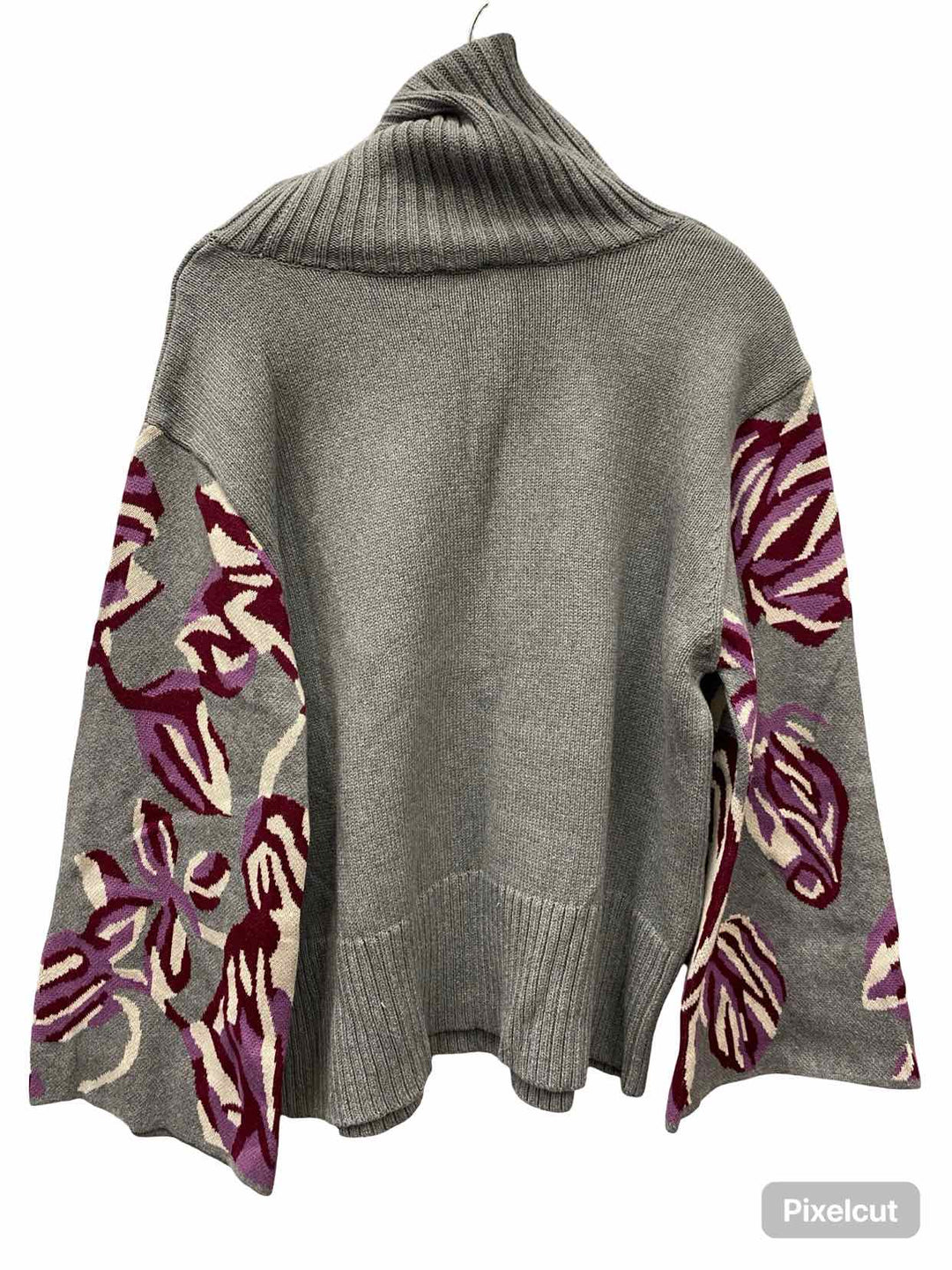 Cabi Size XL Grey Magenta Floral Sweater