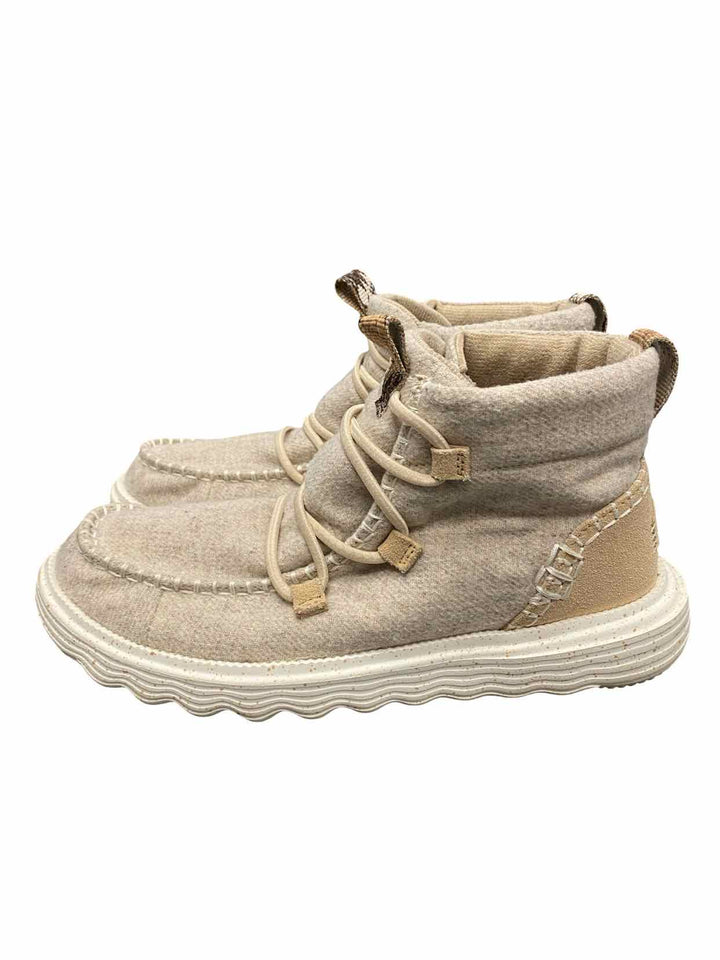 Hey Dude Shoe Size 8 Tan Leather & Wool Blend Reyes Sneakers