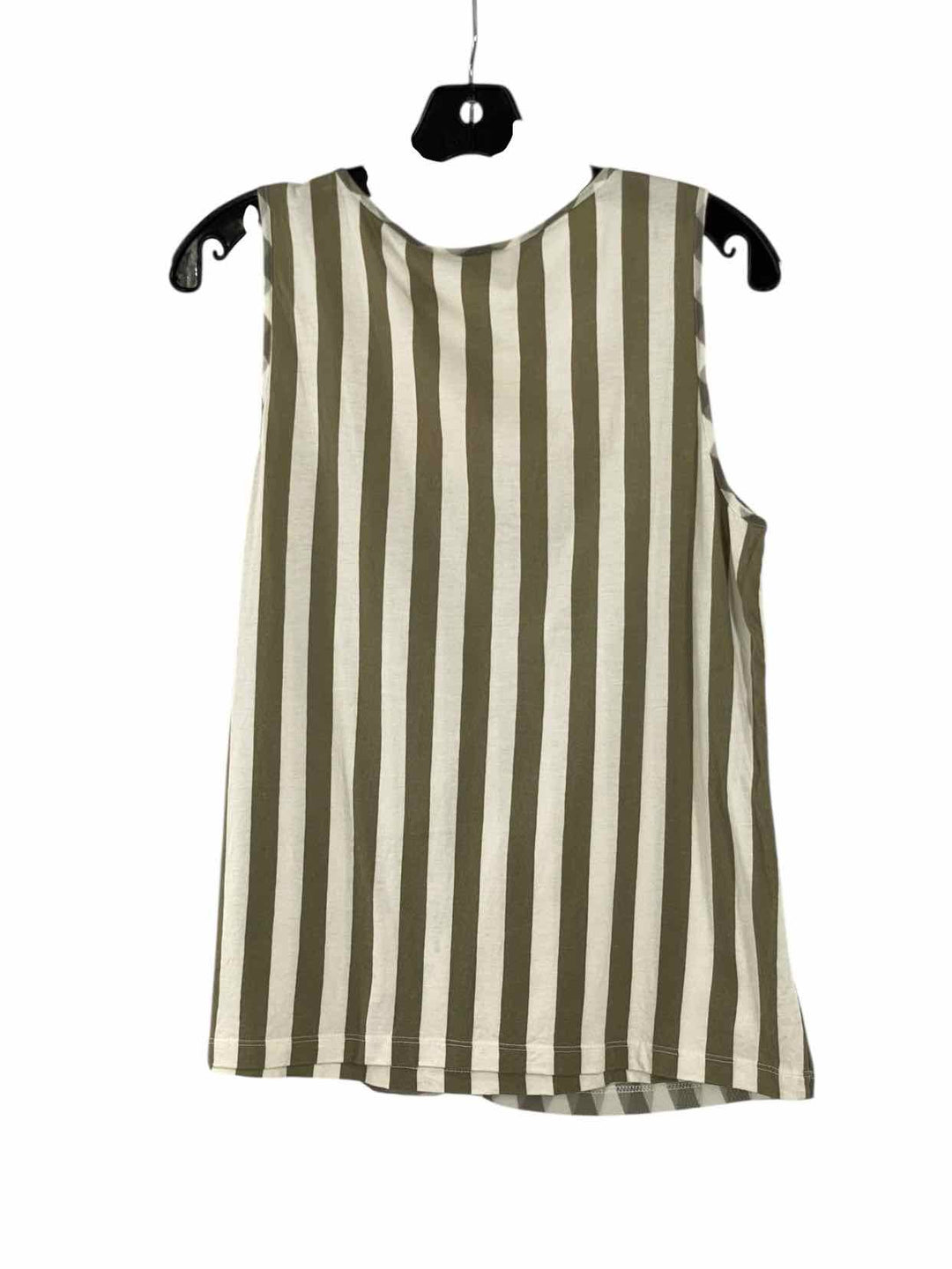 Chico's Size 1(1X) Olive Cream Stripe Tank Top