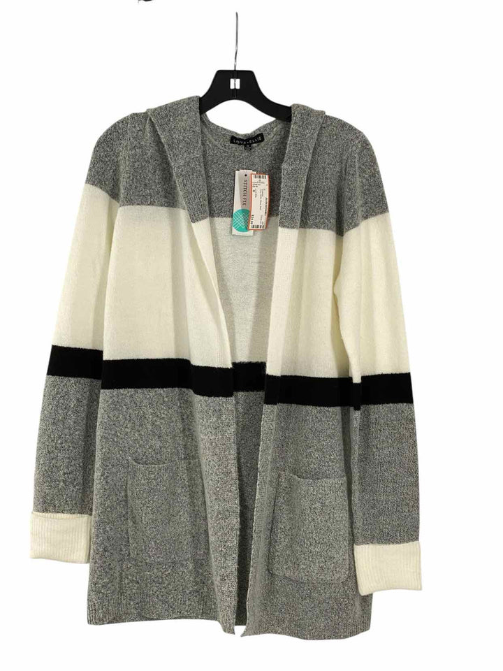 Love Ellie Size M Gray White Stripe Sweater