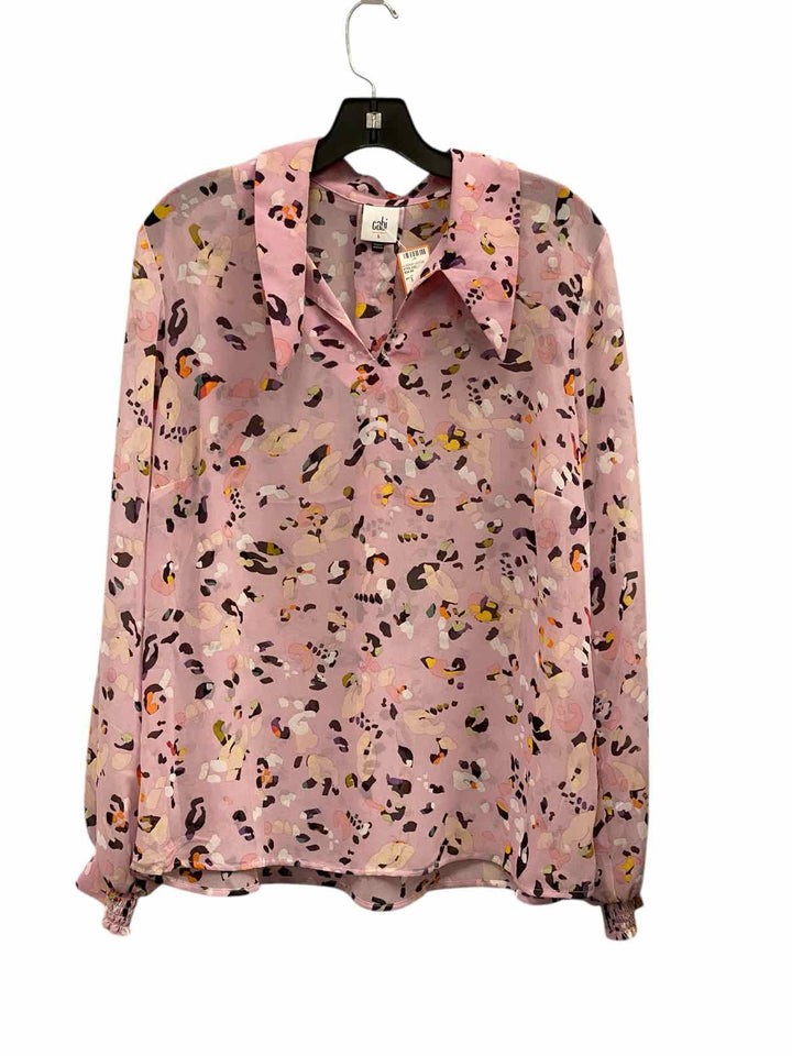 Cabi Size L Pink Print Long Sleeve Shirts