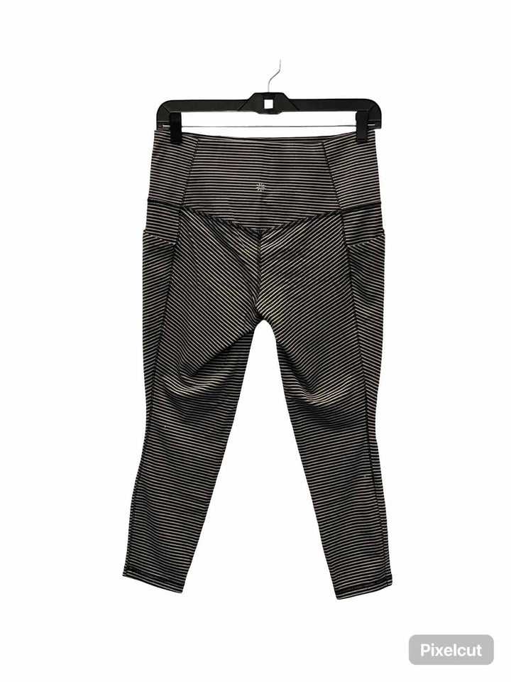 Athleta Size M Black White Striped Athletic Pants