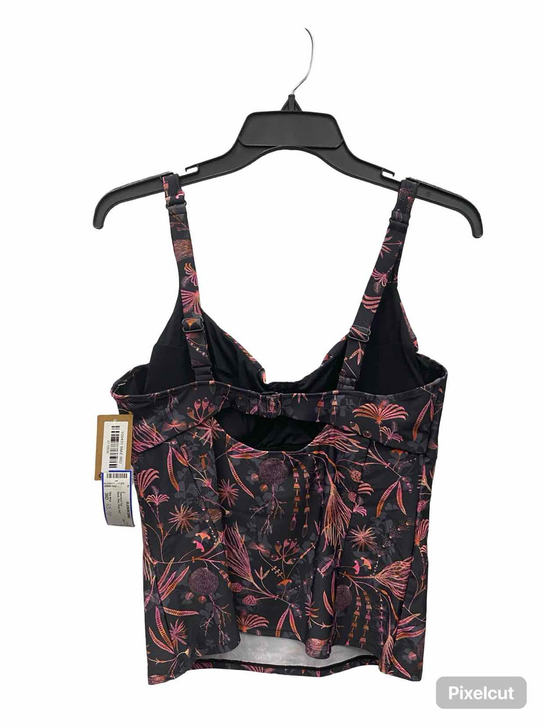 Title Nine Size 36D Black Pink Floral Swimsuit Top