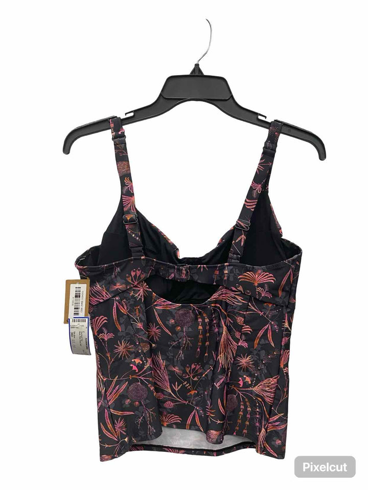 Title Nine Size 36D Black Pink Floral Swimsuit Top