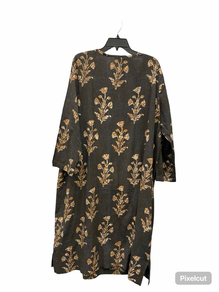 Marketplace Handwork of India Size XL Brown Floral 100% cotton Dress