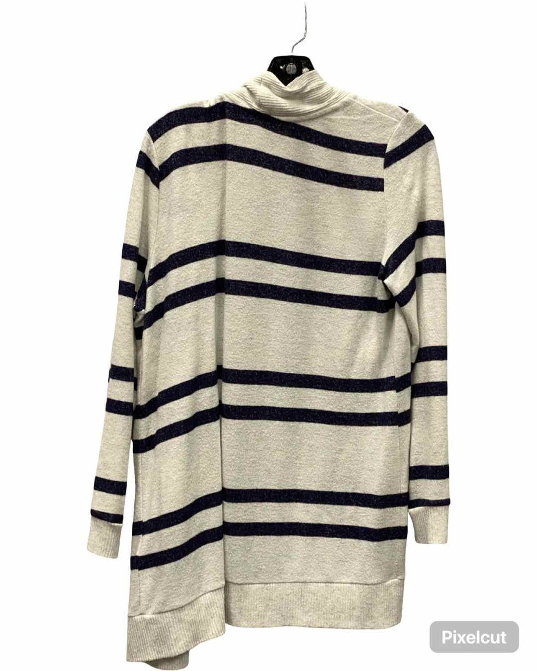 Market & Spruce Size L White Navy Striped Long Sleeve Shirts