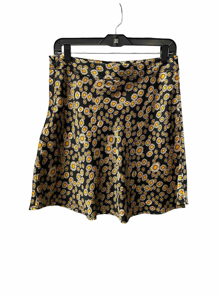Free People Size 10 Black Yellow Floral Skirt