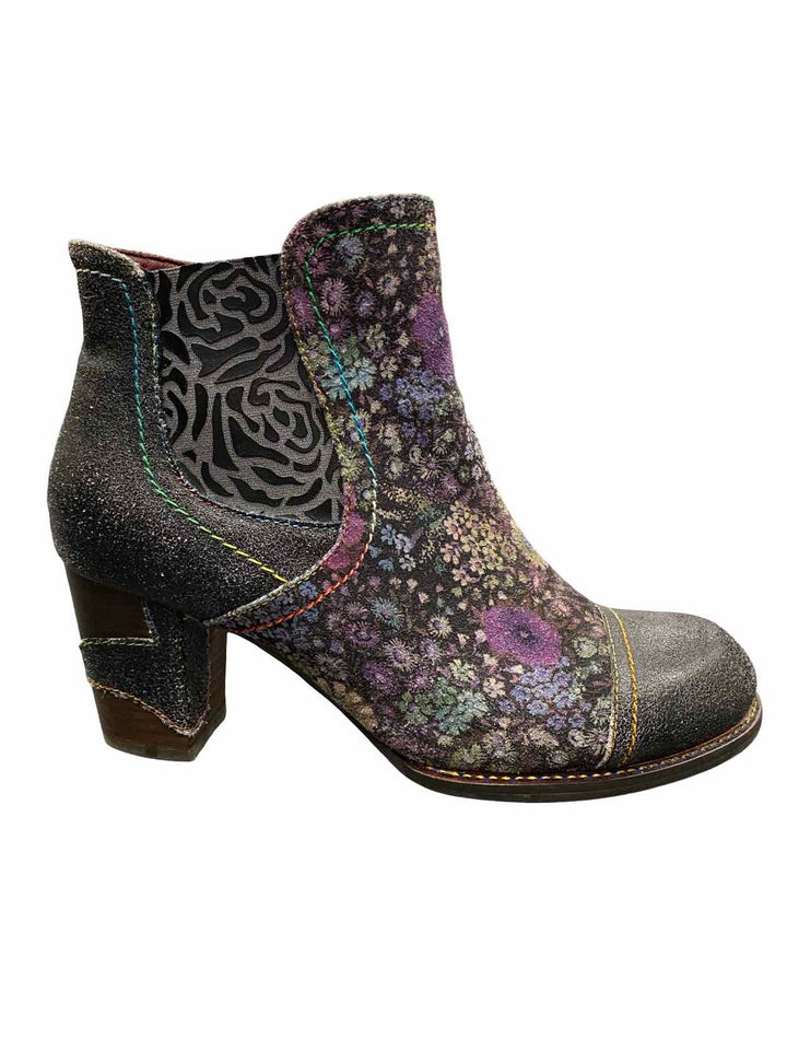 L'Artiste Shoe Size 40 Grey Floral Leather Melvina Boots(Ankle)