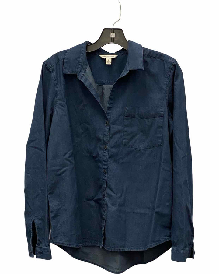 Calvin Klein Size M Blue 100% cotton Long Sleeve Shirts