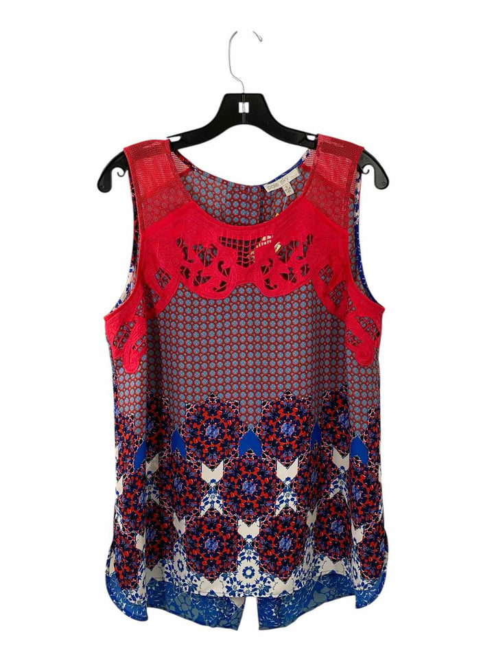 Pale Sky Size L Red Blue Print Tank Top