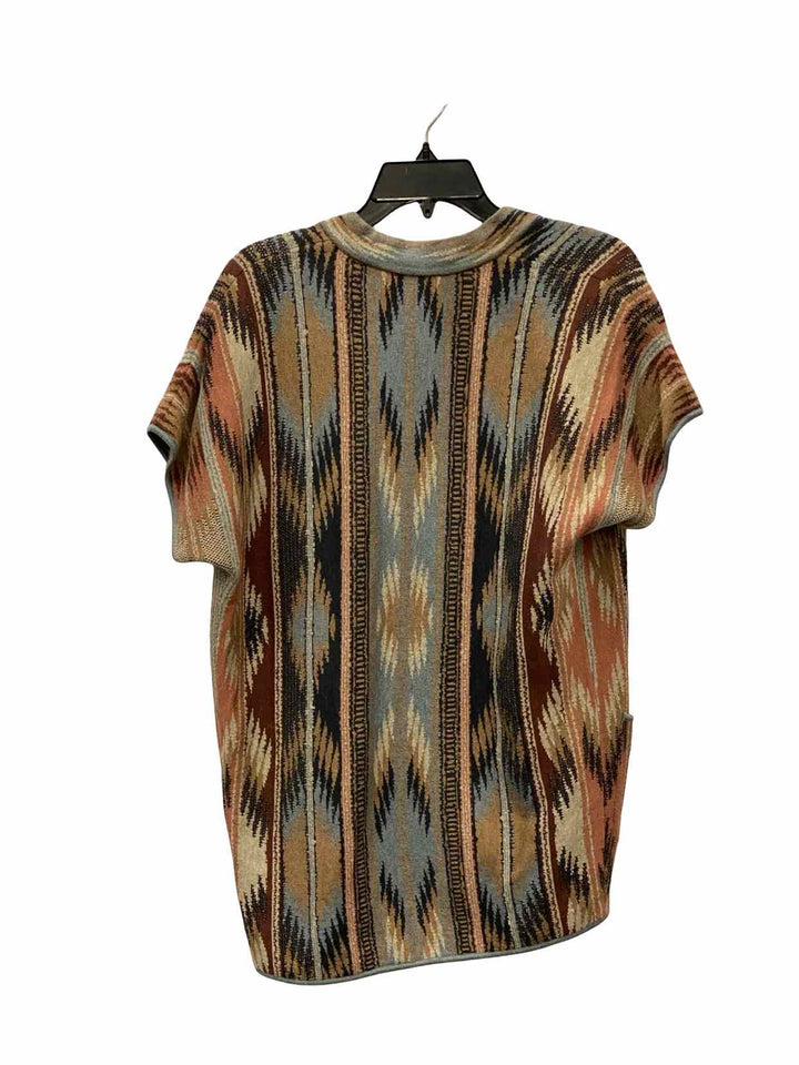 Peruvian Connection Size XS Brown Green Print Cotton Sweater