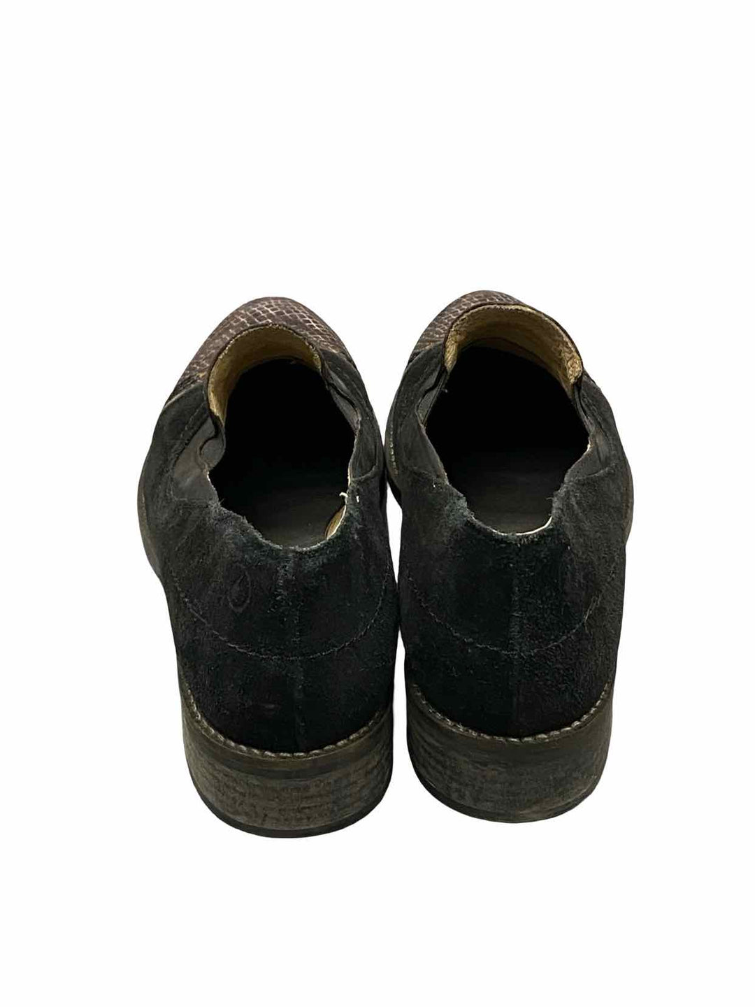 Casta Shoe Size 42 Black Snakeskin Print Suede Loafers