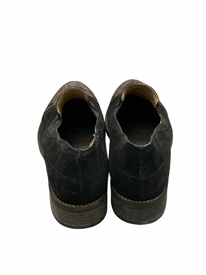 Casta Shoe Size 42 Black Snakeskin Print Suede Loafers