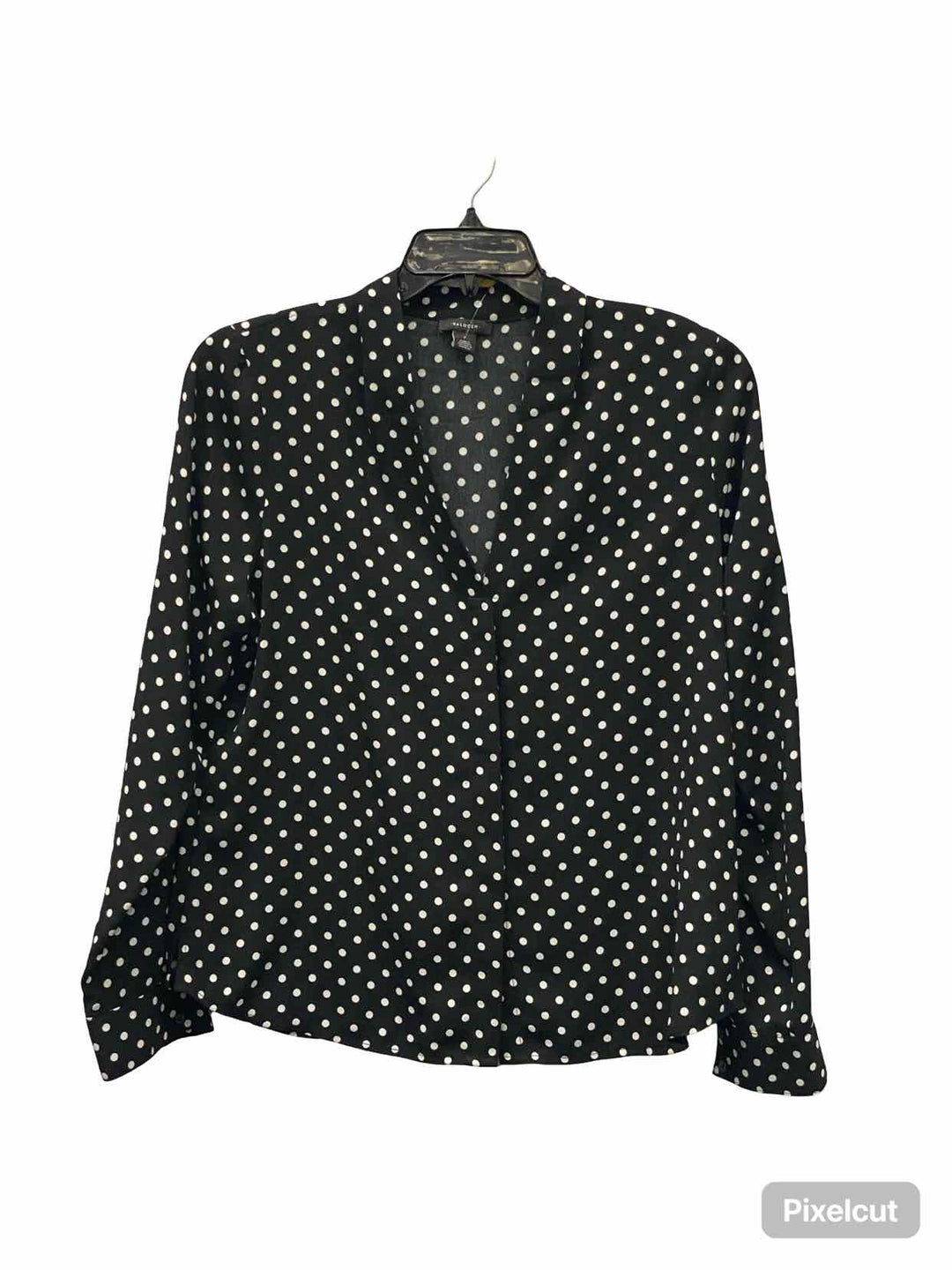 Halogen Size L Black White Polka Dot Long Sleeve Shirts