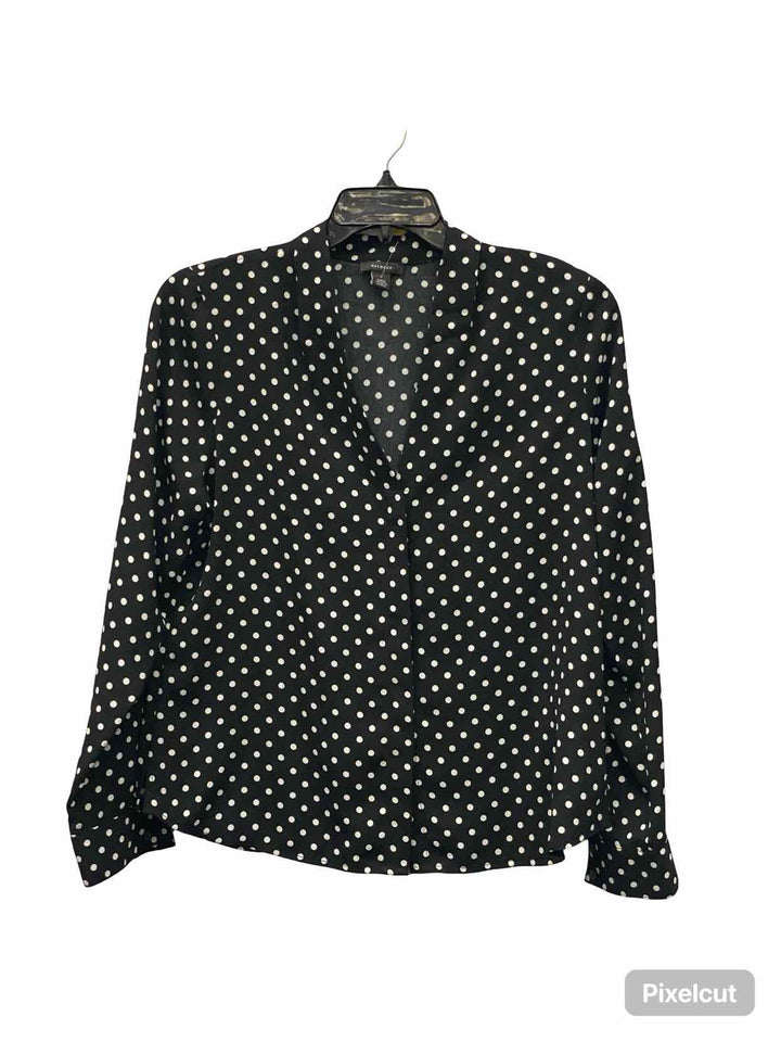 Halogen Size L Black White Polka Dot Long Sleeve Shirts