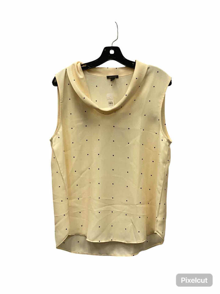 Ann Taylor Size L Nude Black Polka Dot Tank Top