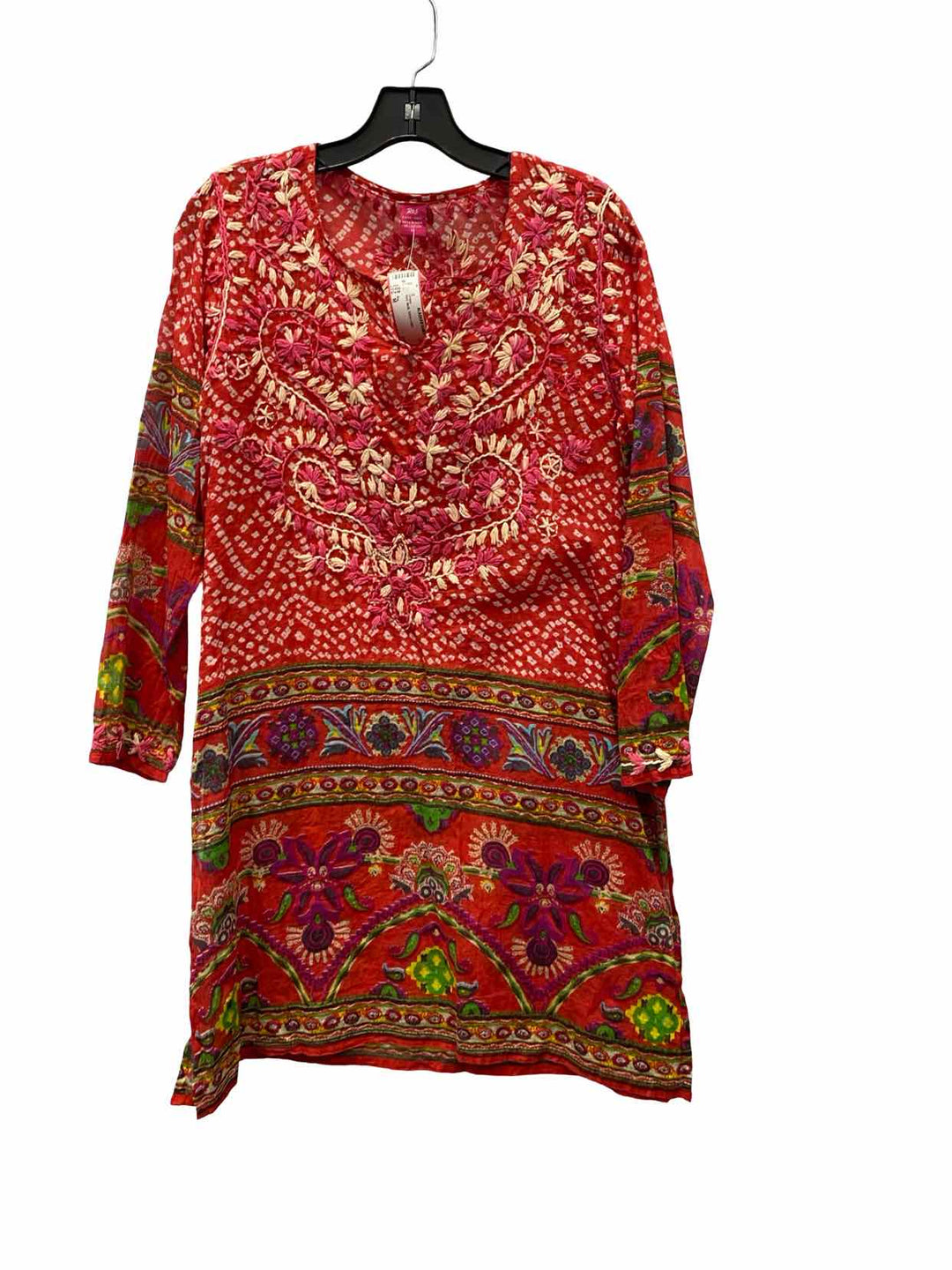 Raj Size M Red Multi 100% cotton Dress