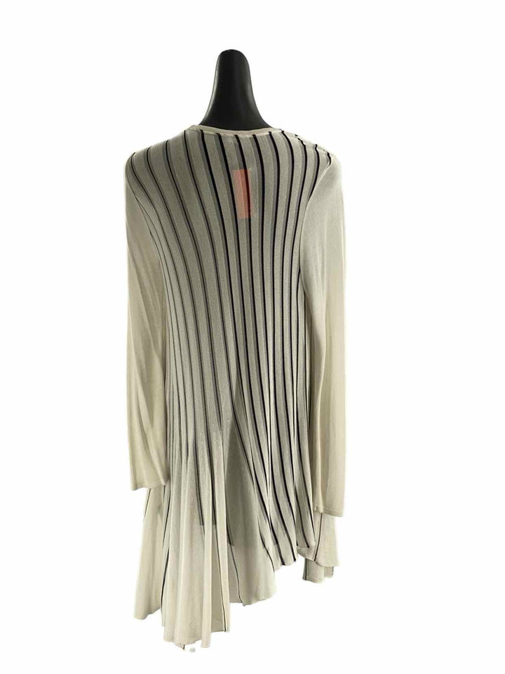 Chico's Size 2 White Black Stripe Long Sleeve Shirts