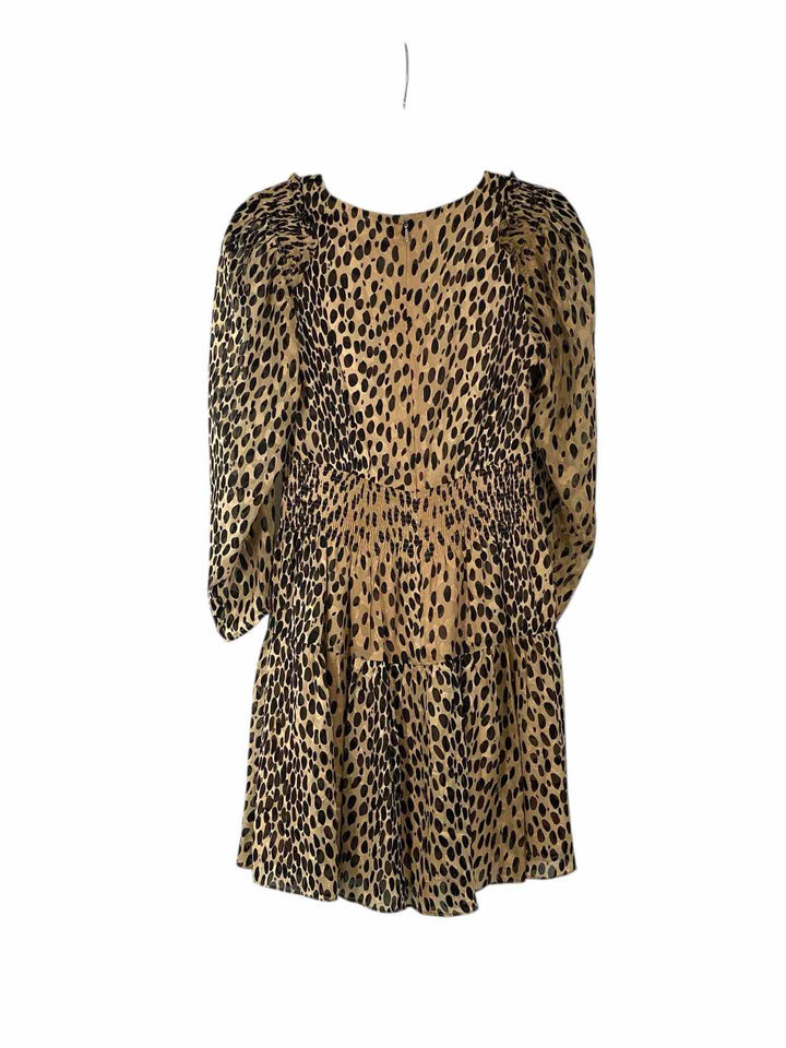 Rebecca Taylor Size XS Brown Black leapard Silk Blend Dress