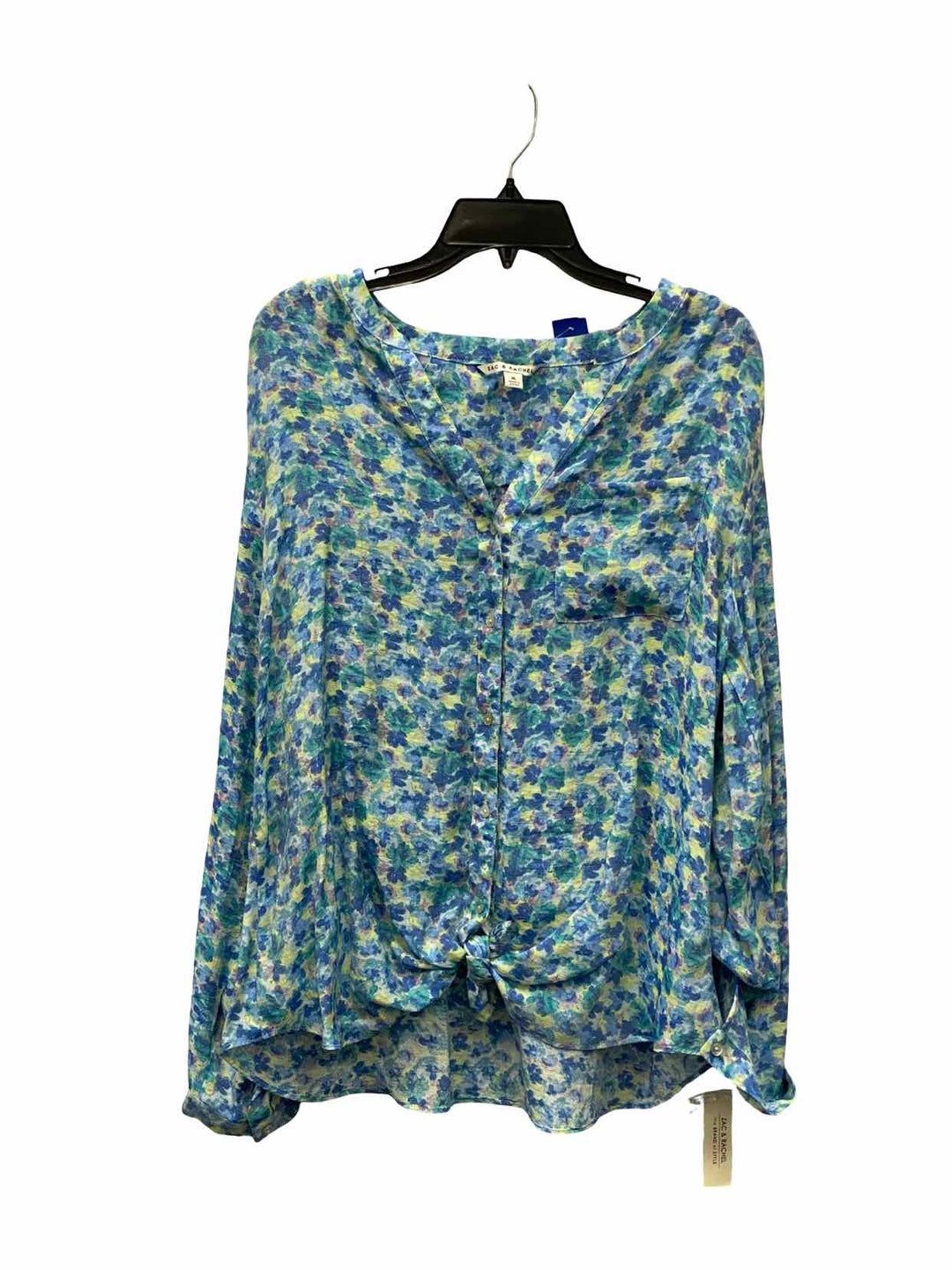 Zac & Rachel Size XL Blue Green Print Long Sleeve Shirts