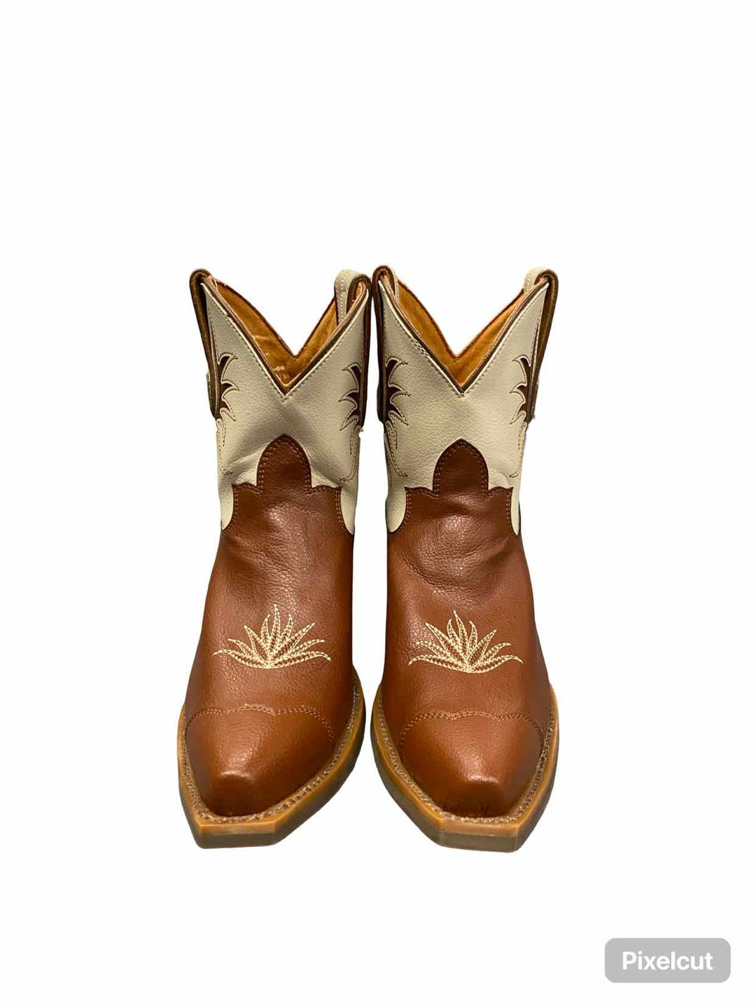 Desert Bloom Shoe Size 7.5 Brown Leather Prickly Pear Saddle Lace Boots(Ankle)