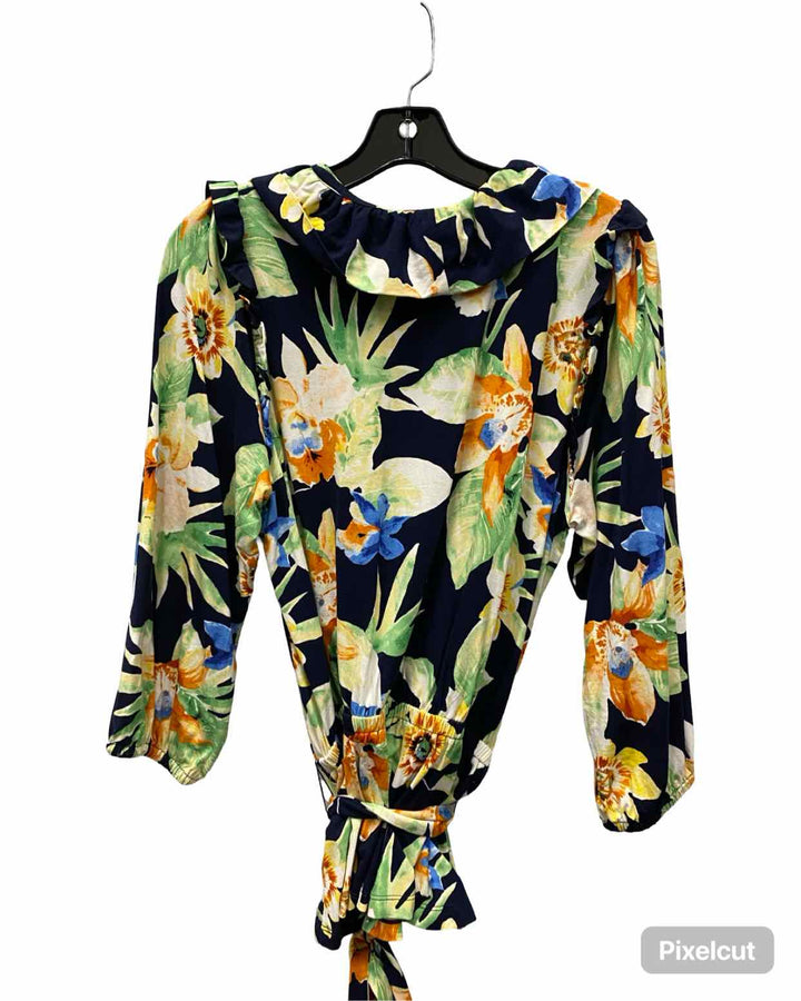 Ralph Lauren Size M Navy Blue Multi Floral Long Sleeve Shirts