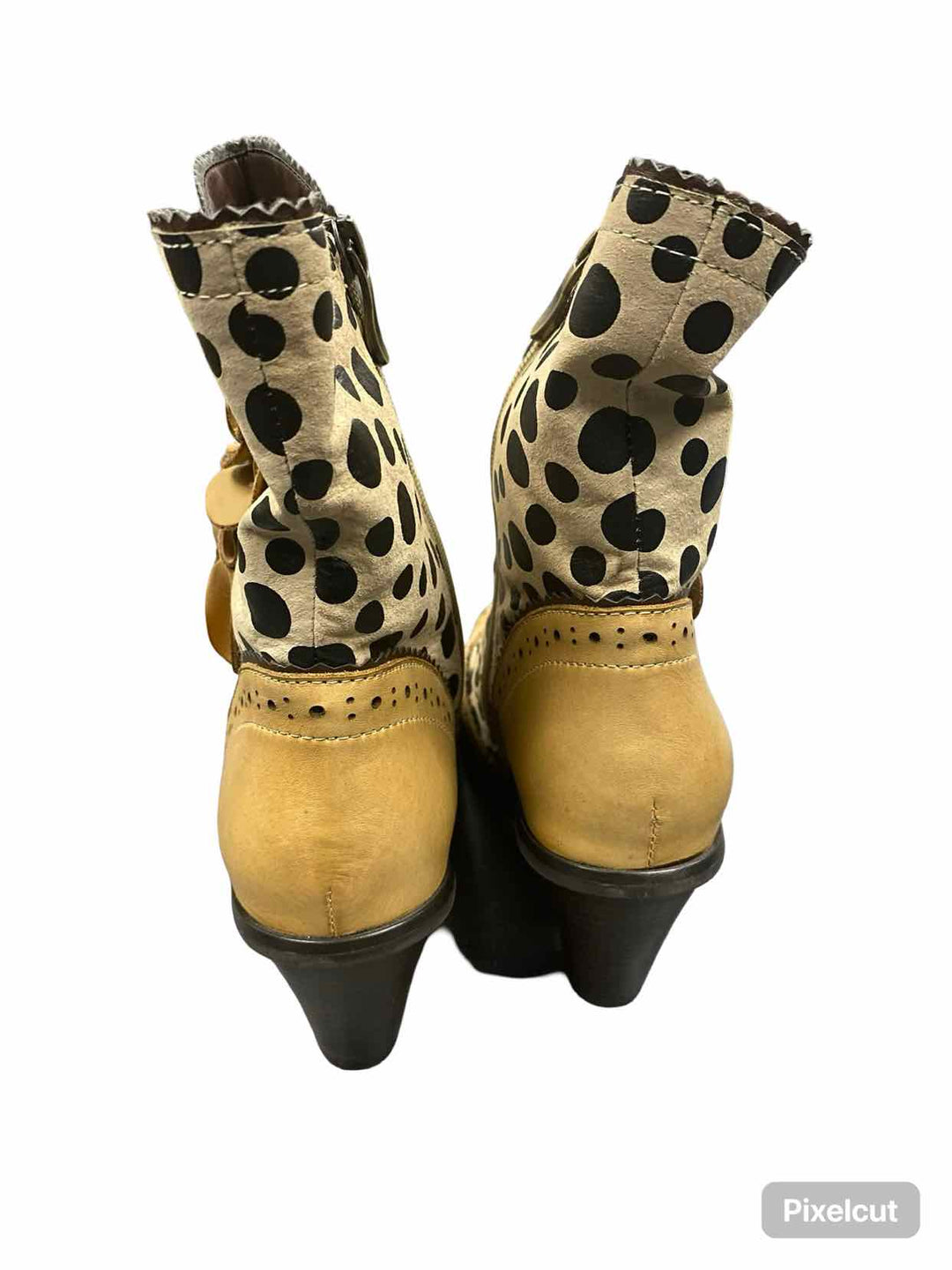 L'Artiste Shoe Size 40 Beige Polka Dot Leather Perignon Boots(Ankle)