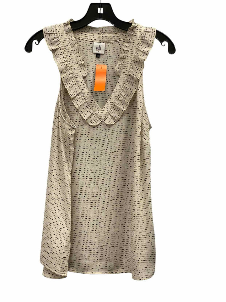 Cabi Size M Cream Black Tank Top