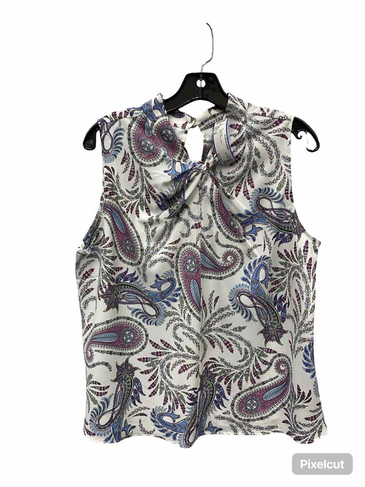 Loft Size M White Purple Print Tank Top