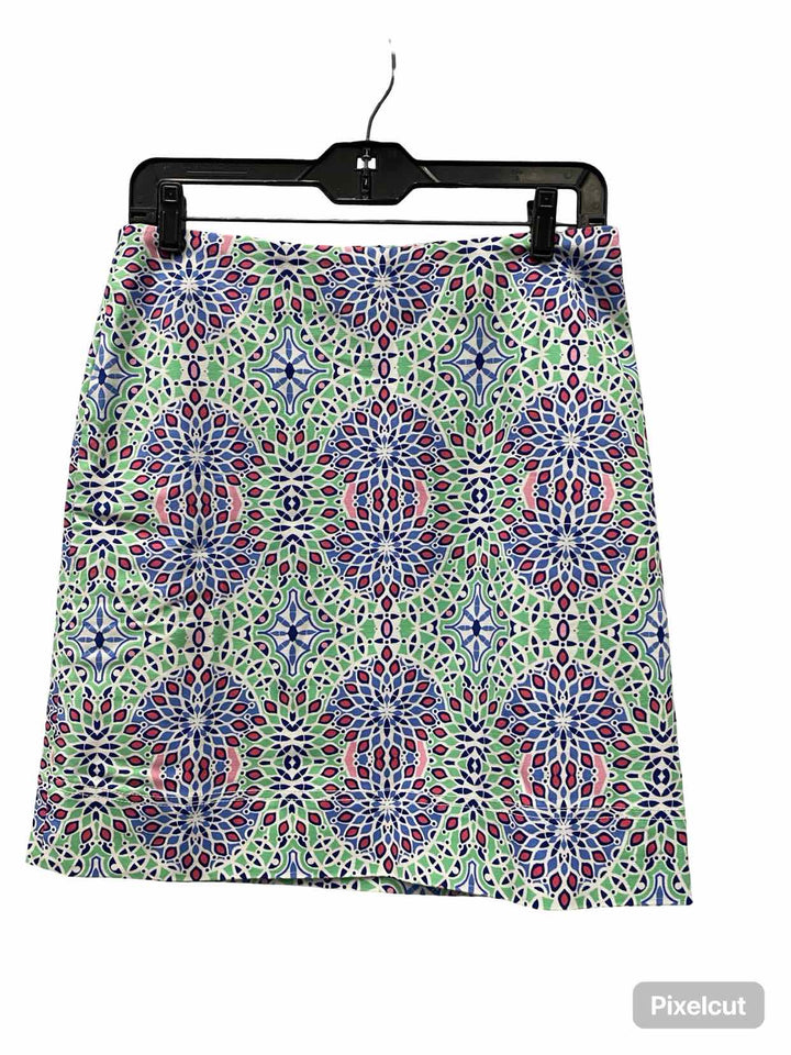 Talbots Size 6P Green Print Skirt