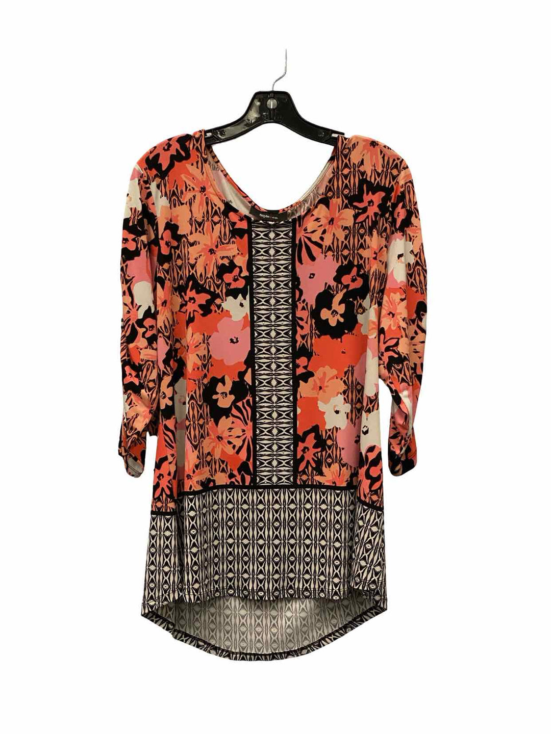 Style & Co Size L Coral Floral Long Sleeve Shirts