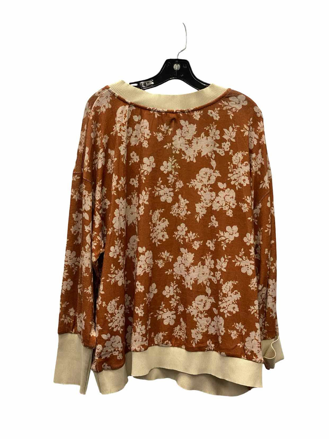 Oddi Size 2X Cream Brown Floral Sweater