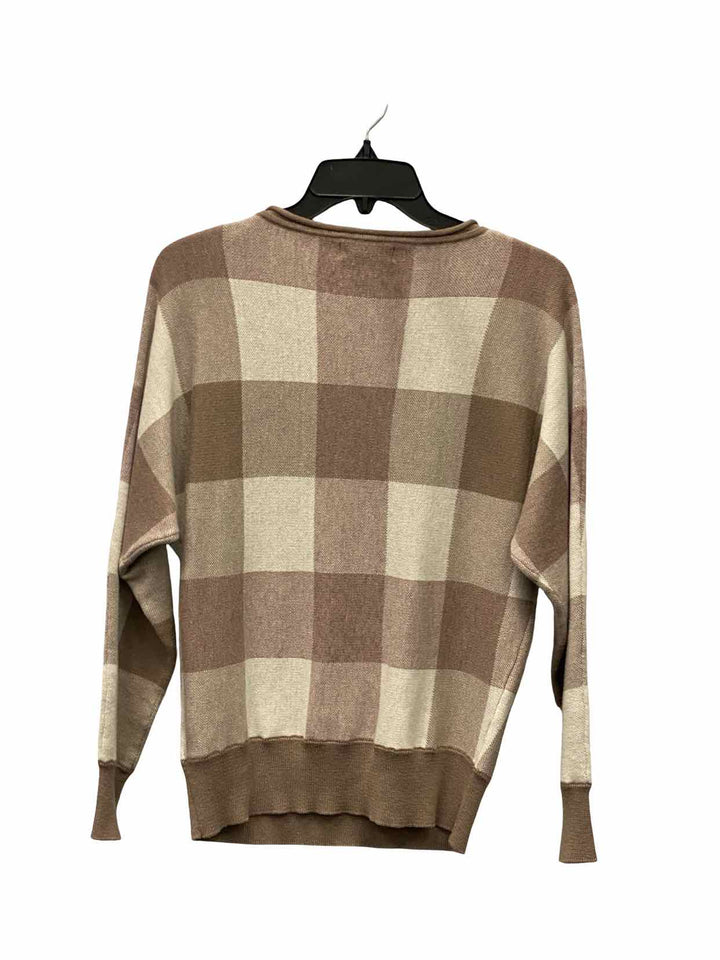 Cynthia Rowley Size S Brown Checkered Sweater