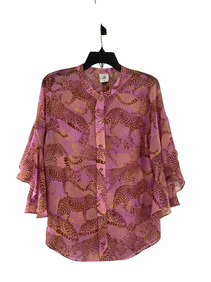 Cabi Size M Pink Leopard Print Long Sleeve Shirts