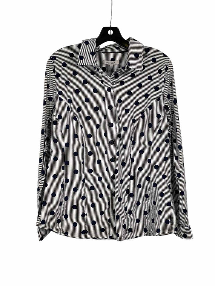 Bravissimo Size 10 Navy White Polka Dot Long Sleeve Shirts