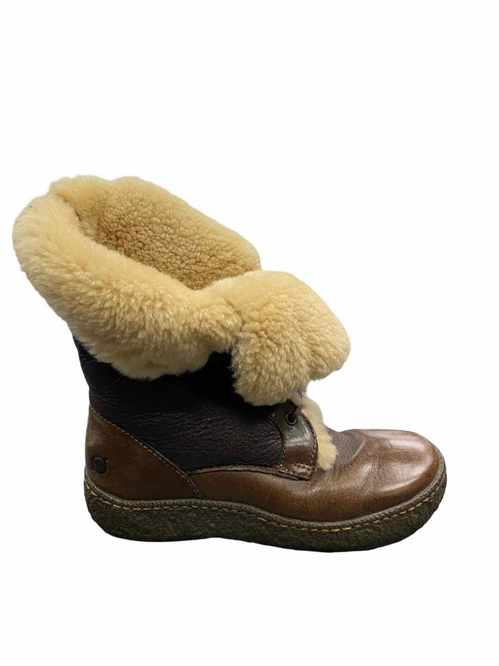 Born Shoe Size 6 Brown Leather Shearling Lining Boots(Ankle)