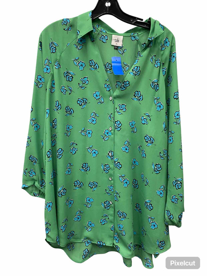 Cabi Size XXL Green Blue Floral Long Sleeve Shirts