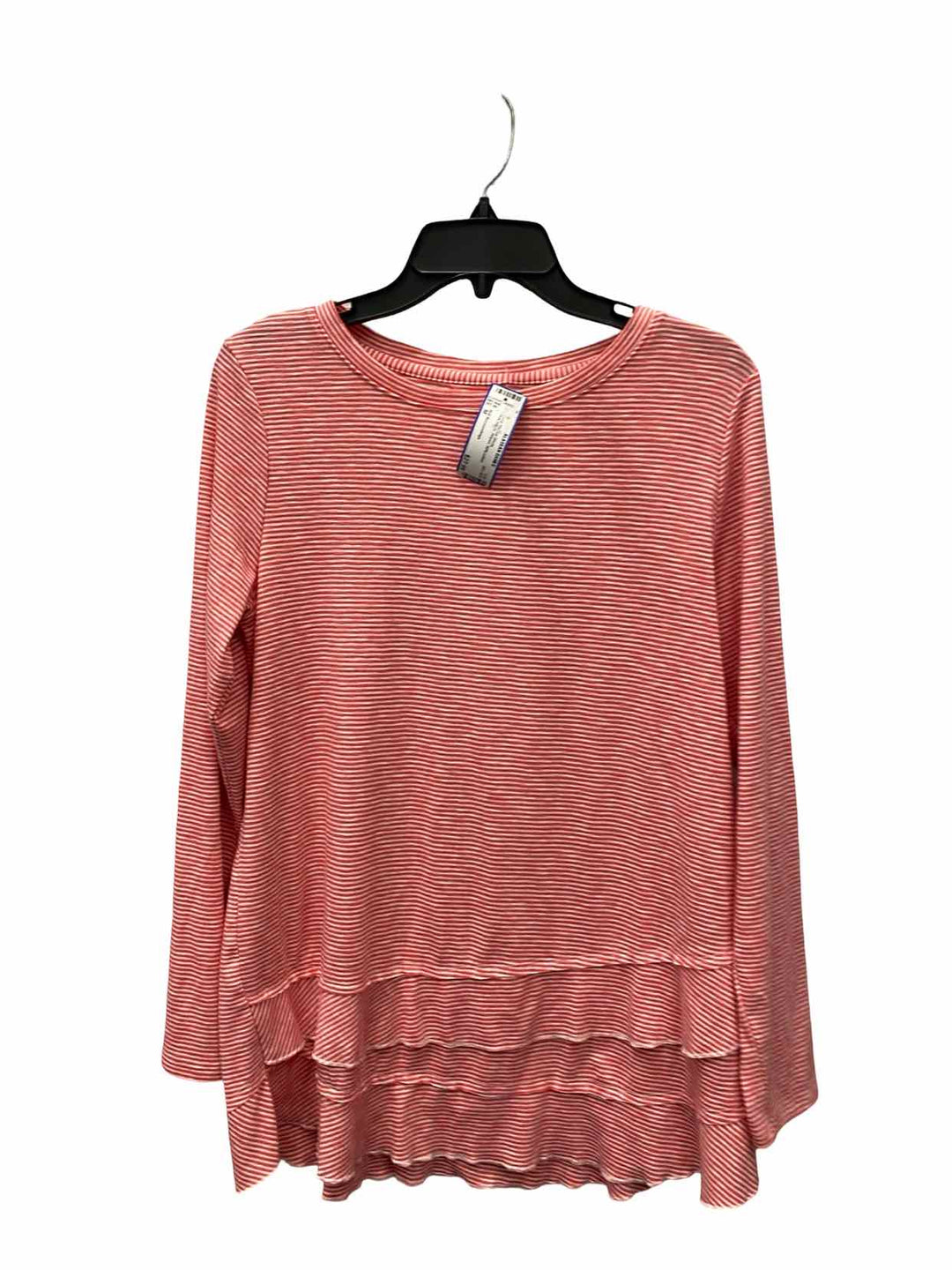 Soft Surroundings Size M Pink White Striped 50% cotton Long Sleeve Shirts