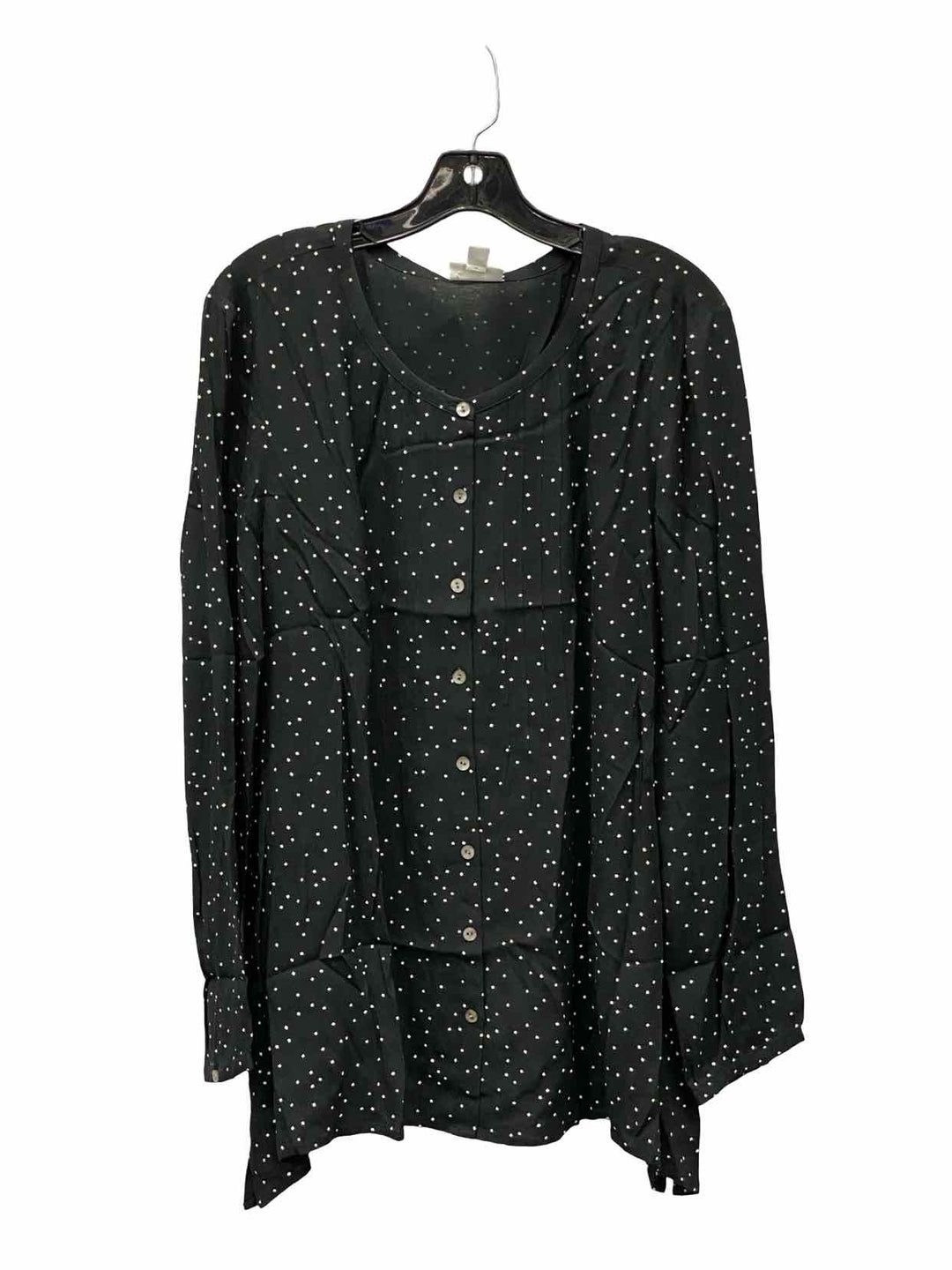 J Jill Size L Black White Polka Dot Long Sleeve Shirts