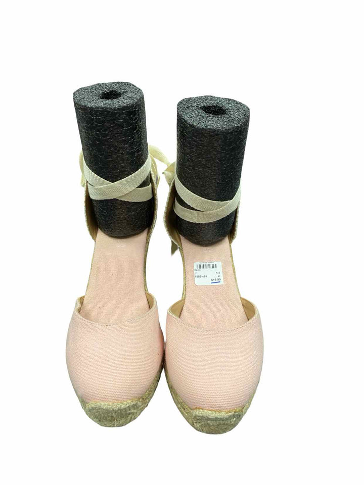 Espadrille Shoe Size 7 Beige Pink Wedge Heels