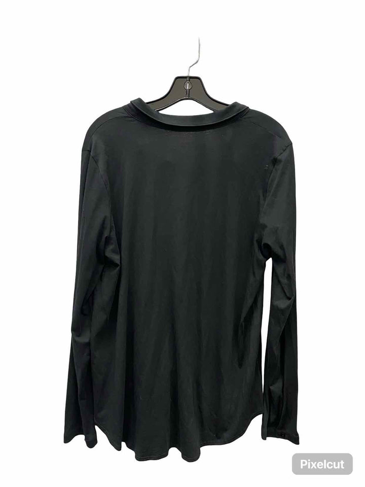 Eileen Fisher Size L Black 100% Organic Cotton Long Sleeve Shirts