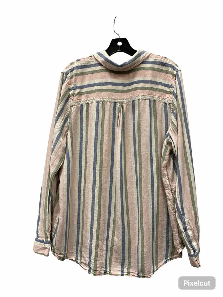 Caslon Size XL Multi-Color Stripe Long Sleeve Shirts