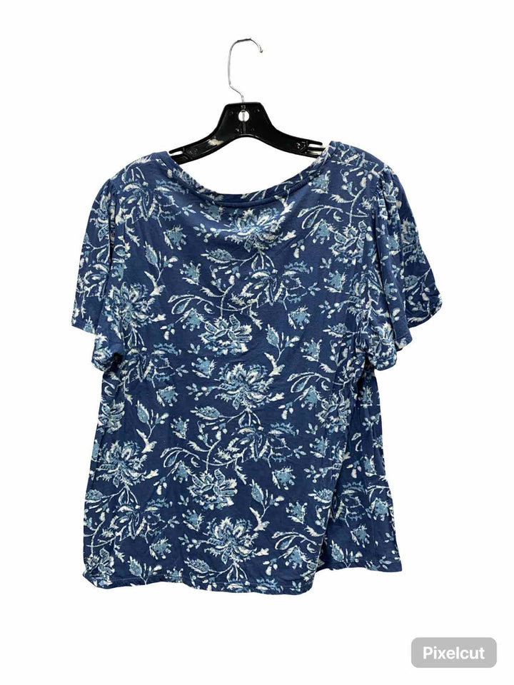 Lucky Brand Size L Blue White Short Sleeve Shirts