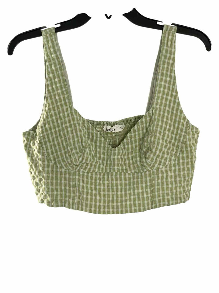 Elodie Size L Green White Stripe Tank Top