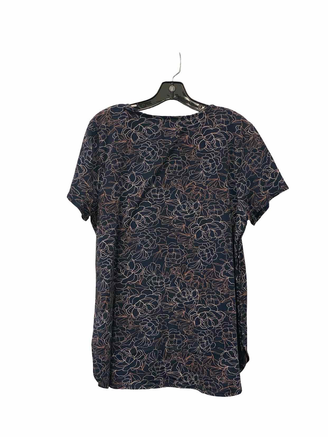 J Jill Size L Navy Print Short Sleeve Shirts