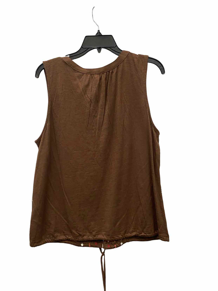 Indio Collective Size L Brown Embroidered Tank Top