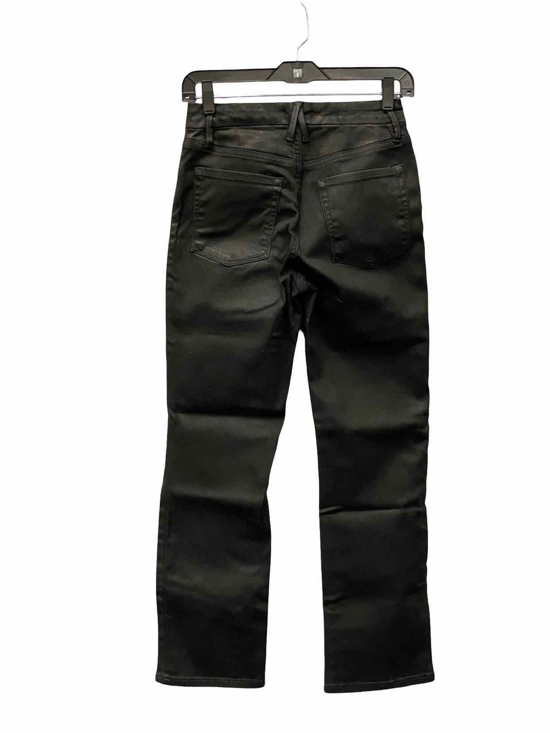 Good American Size 4 Black Waxed Cotton Jeans