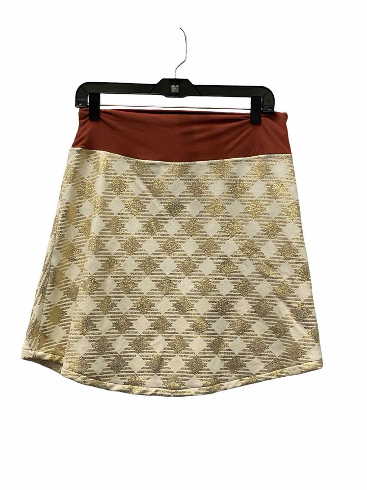 Shyine Designs Size M Peach Gold/Cream Print Skirt