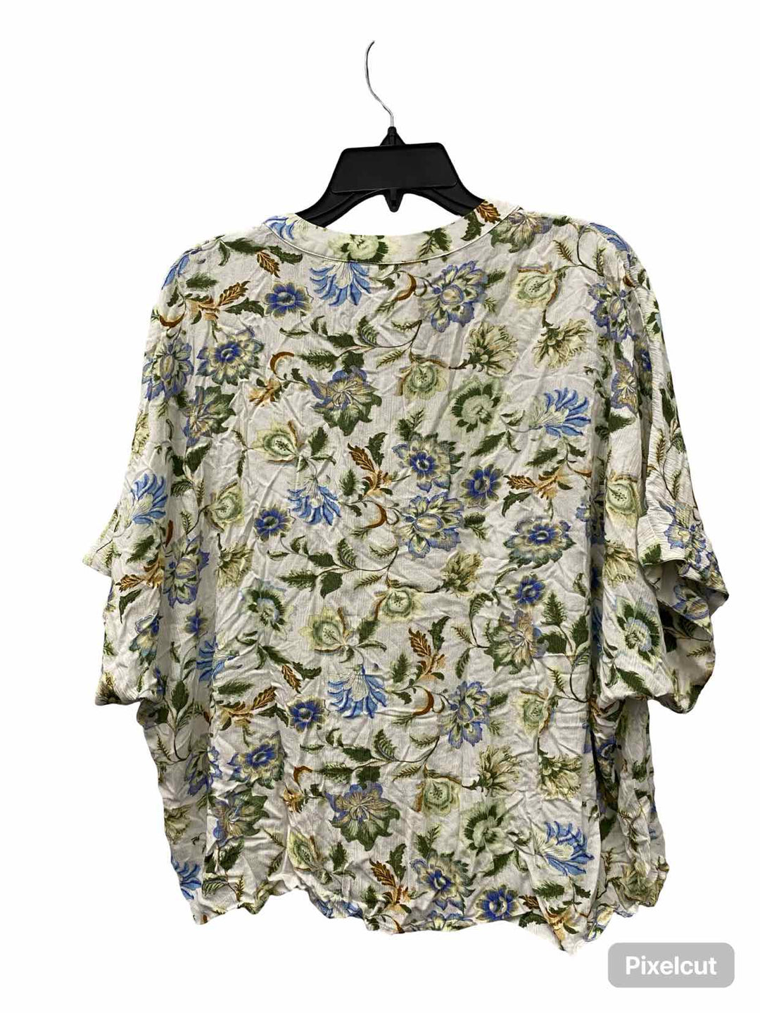 Tahari Size XL White Floral Short Sleeve Shirts
