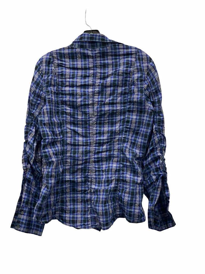 Express Size L Blue Plaid Long Sleeve Shirts